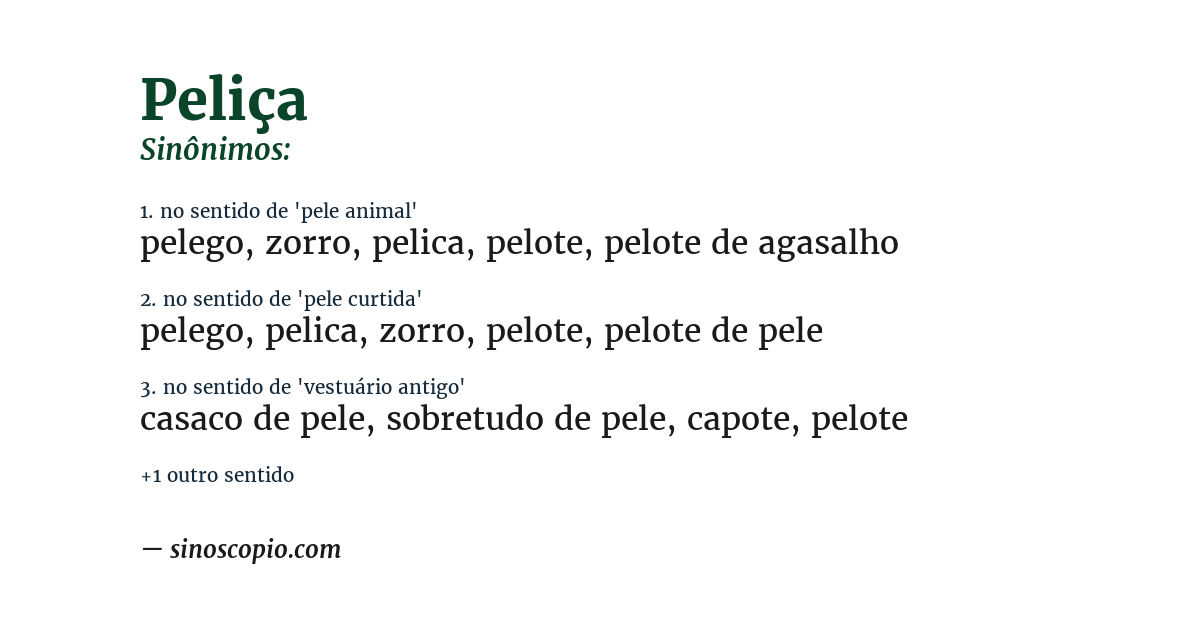Sinônimo de peliça