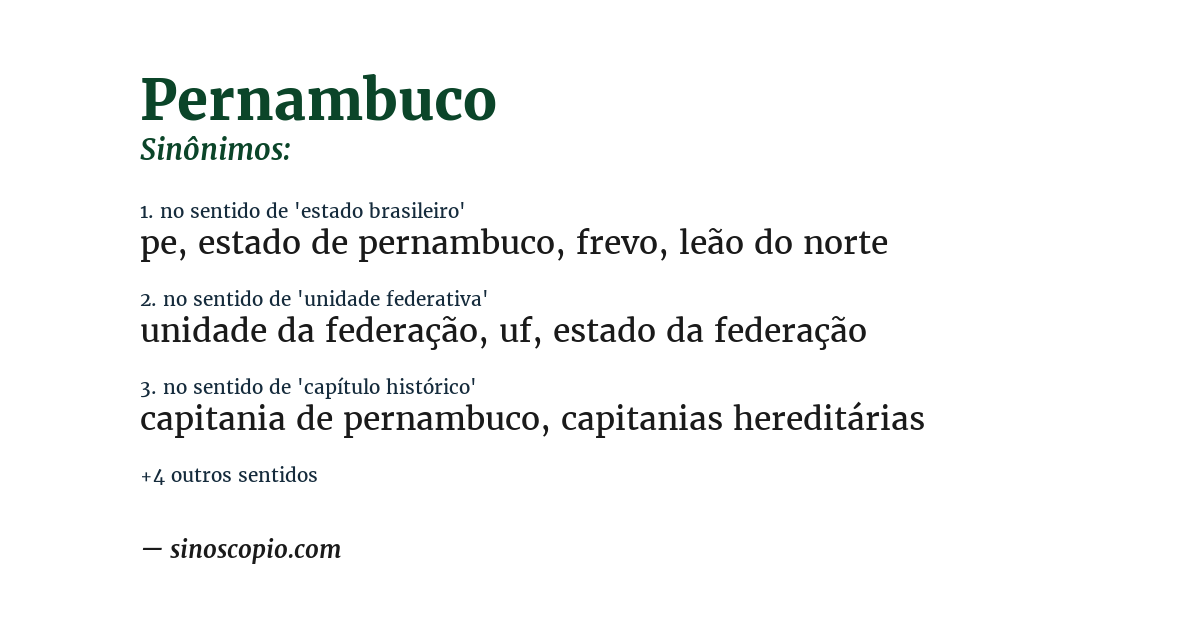 Sinônimo de pernambuco