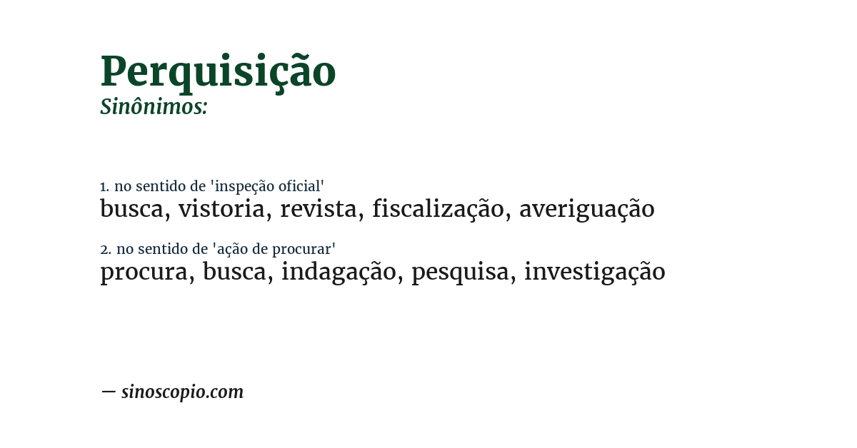 Sinônimo de perquisição