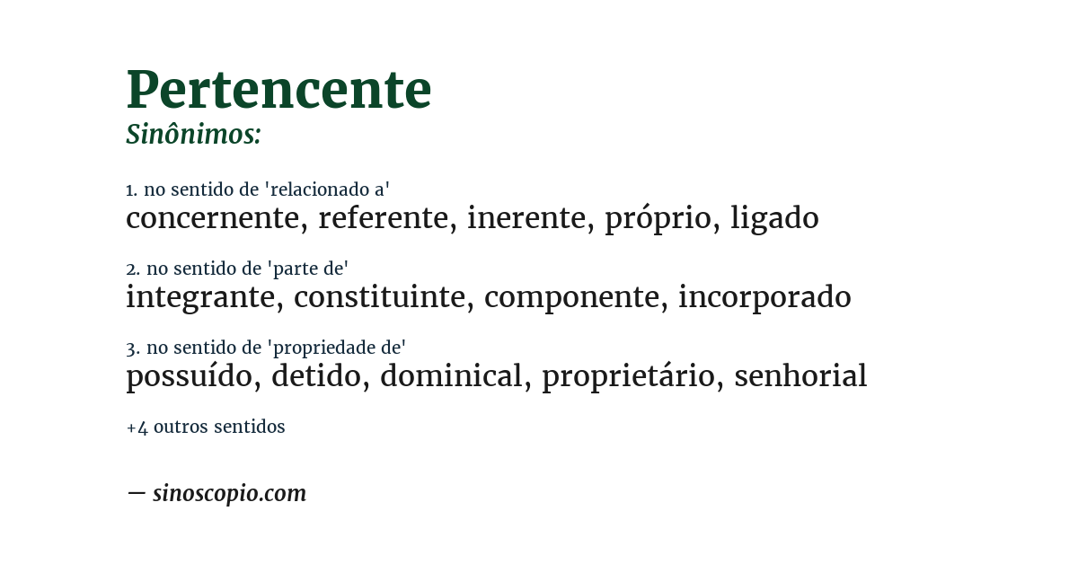 Sinônimo de pertencente