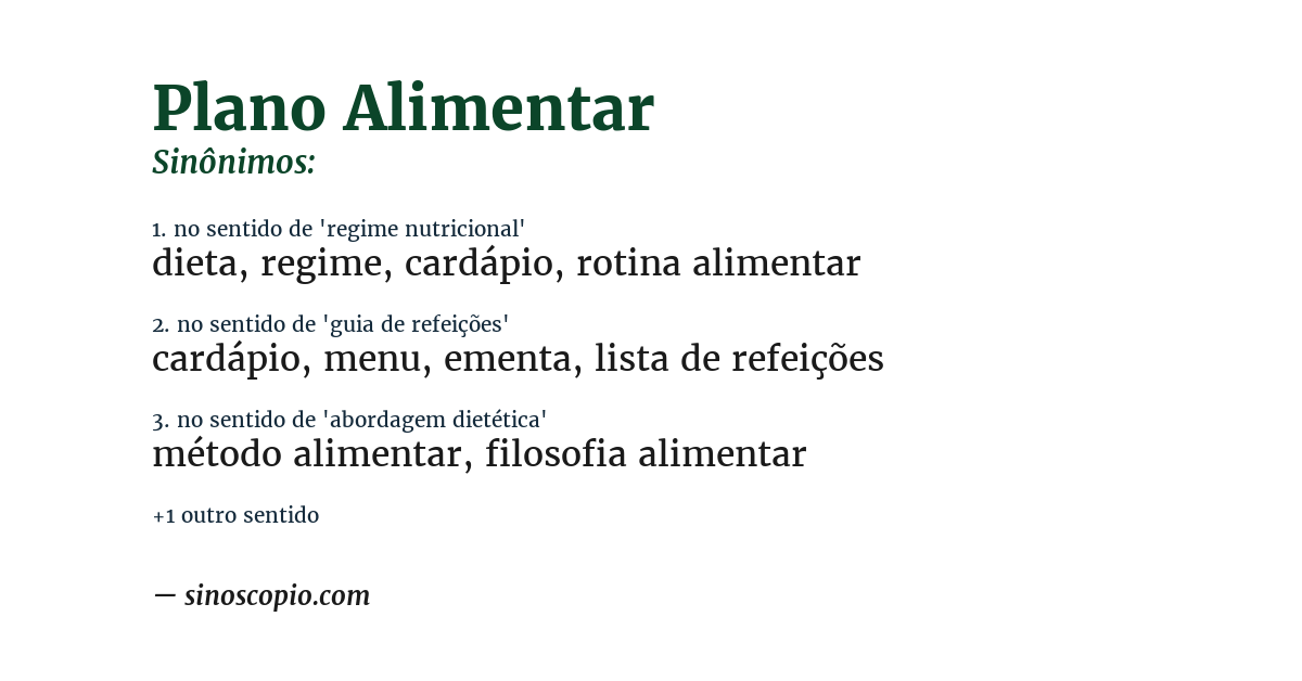Sinônimo de plano alimentar