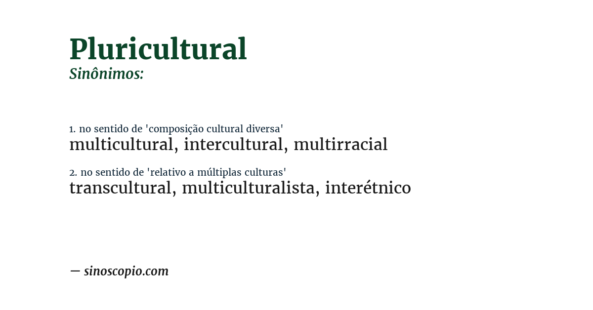 Sinônimo de pluricultural