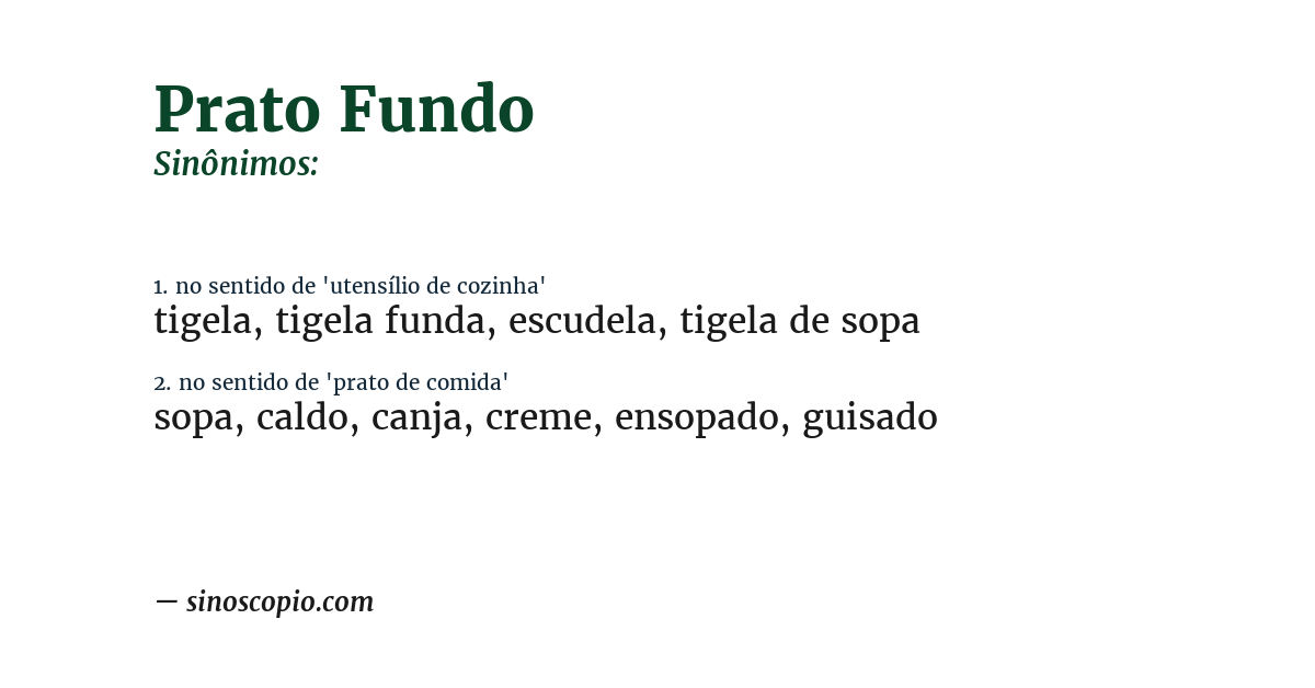 Sinônimo de prato fundo