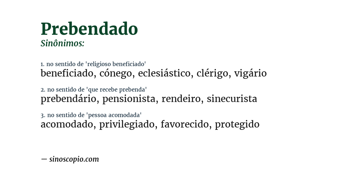 Sinônimo de prebendado