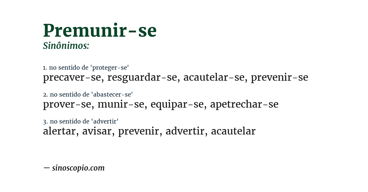 Sinônimo de premunir-se