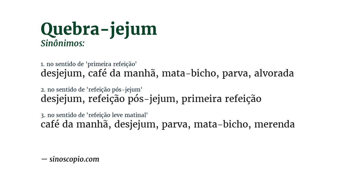Sinônimo de quebra-jejum