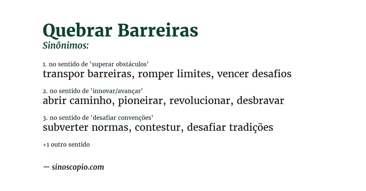 Sinônimo de quebrar barreiras