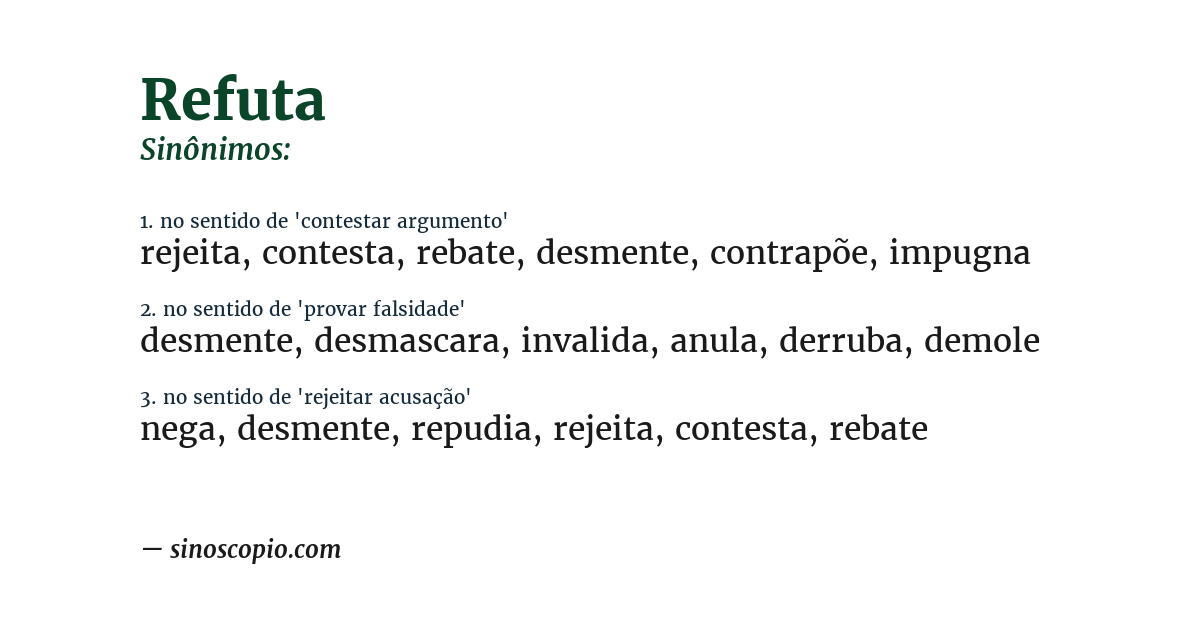 Sinônimo de refuta