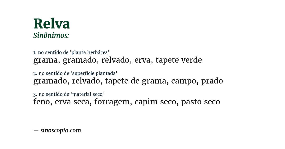 Sinônimo de relva