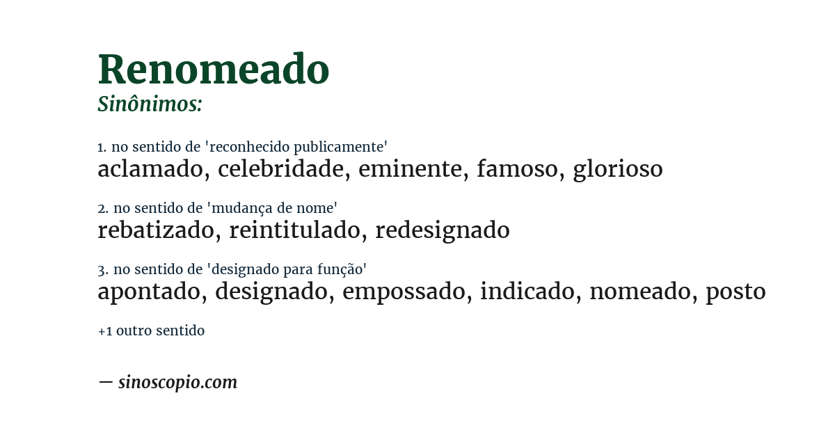 Sinônimo de renomeado