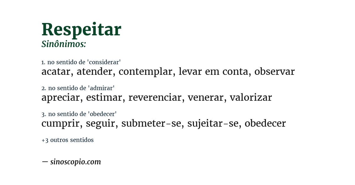 Sinônimo de respeitar