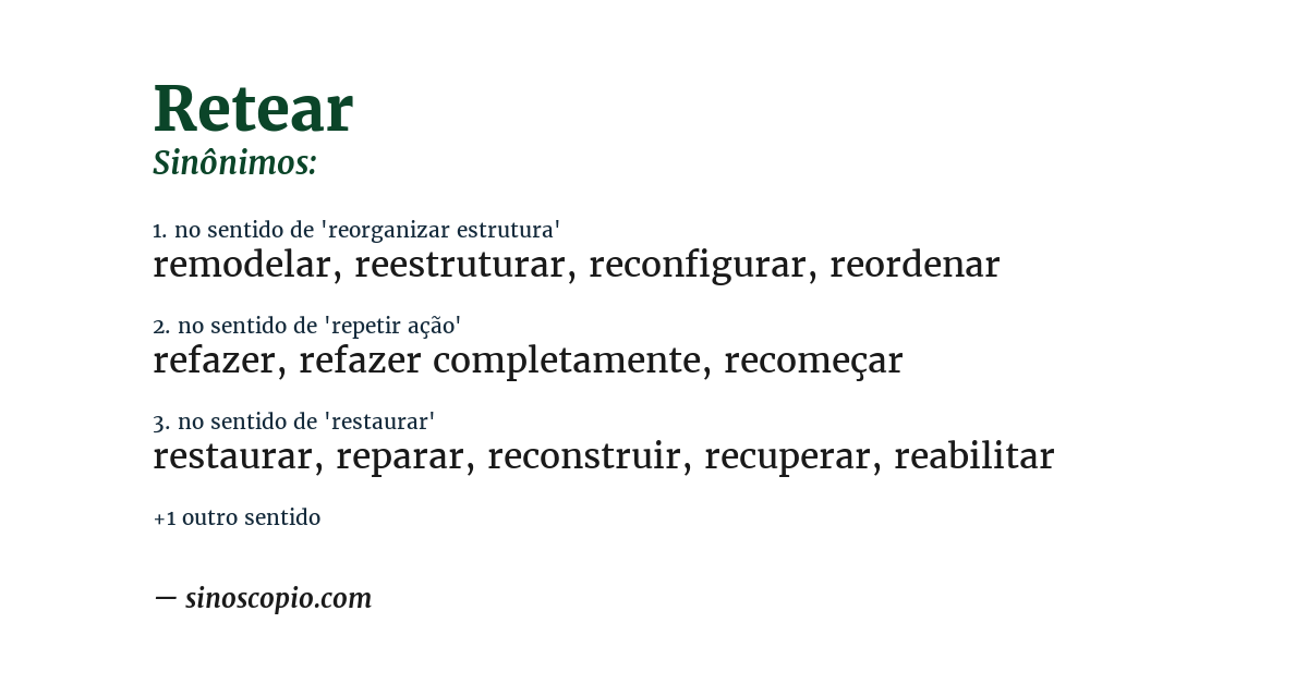 Sinônimo de retear