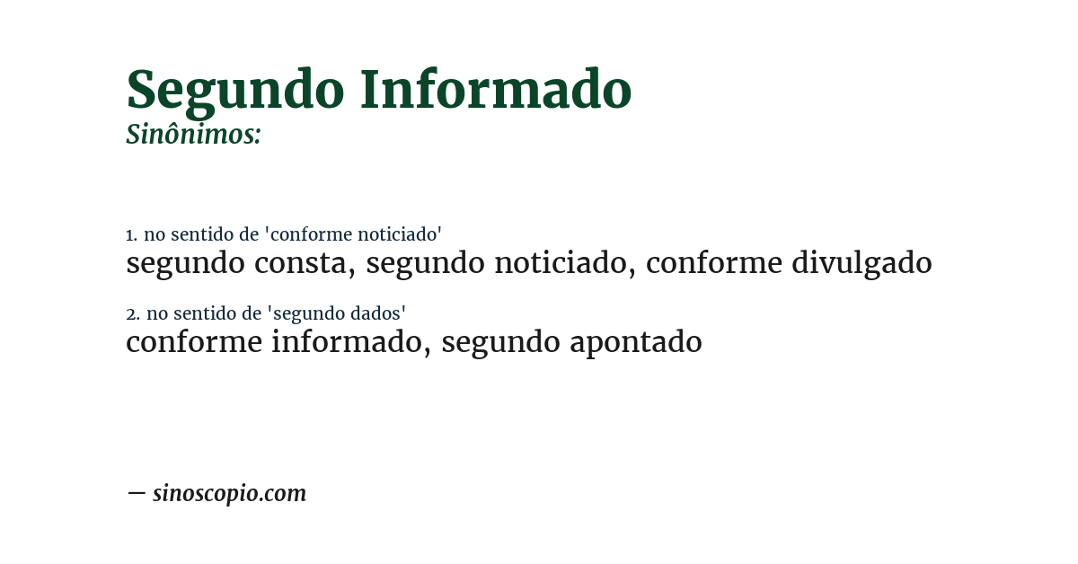 Sinônimo de segundo informado