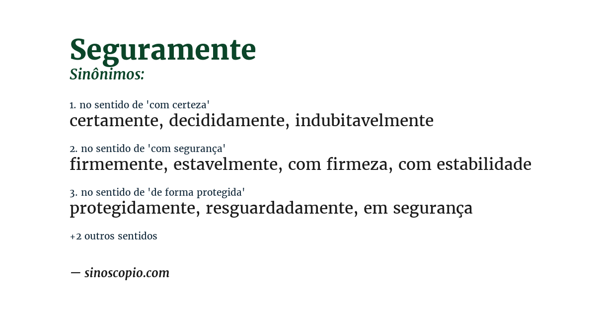 Sinônimo de seguramente