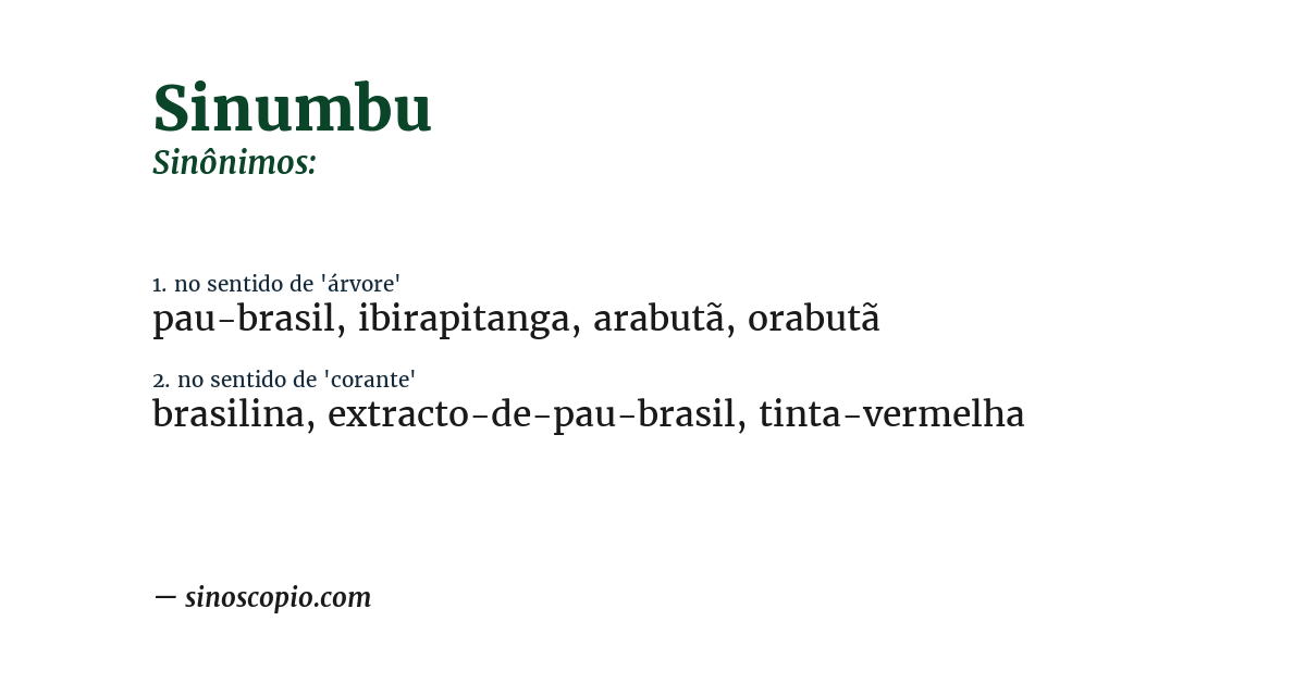 Sinônimo de sinumbu