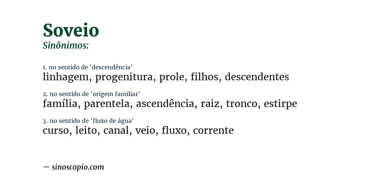Sinônimo de soveio
