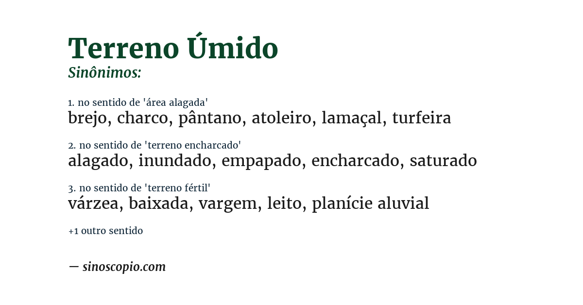 Sinônimo de terreno úmido