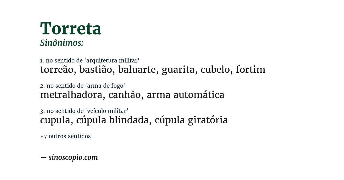 Sinônimo de torreta