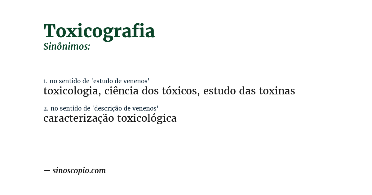 Sinônimo de toxicografia