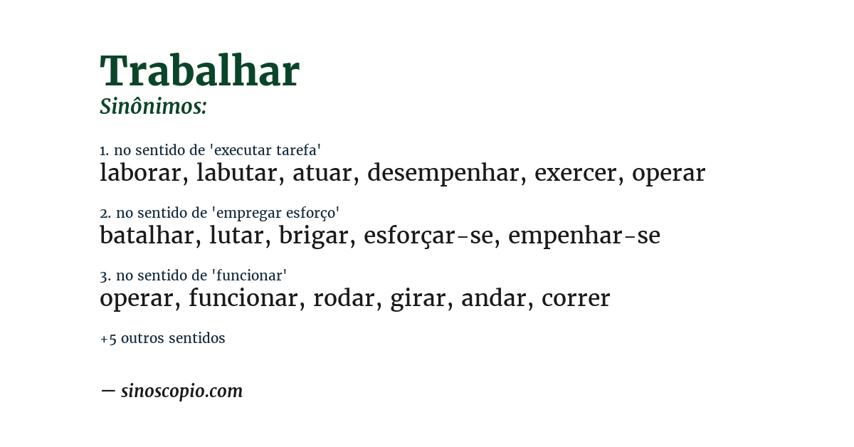 Sinônimo de trabalhar