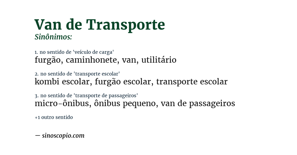 Sinônimo de van de transporte