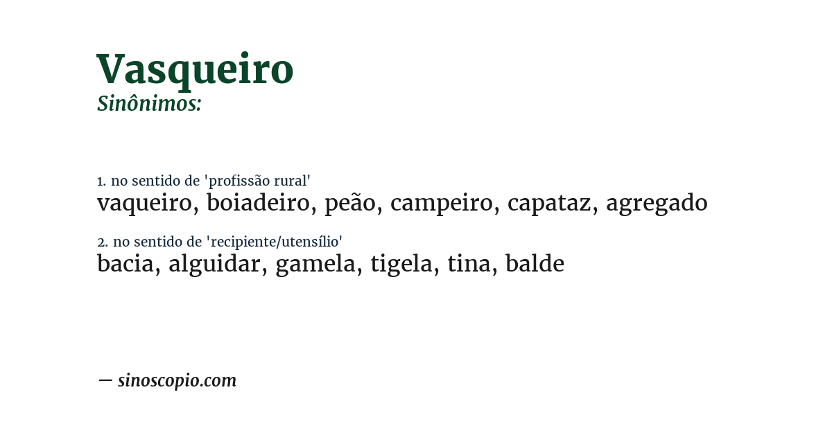 Sinônimo de vasqueiro