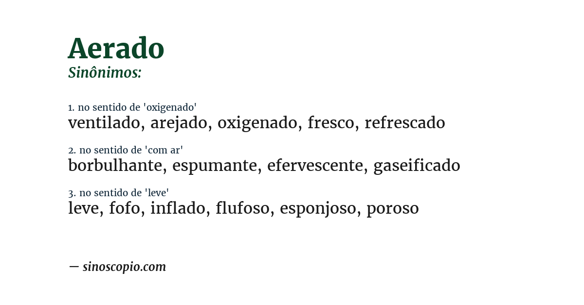 Sinônimo de aerado