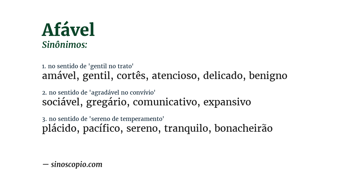 Sinônimo de afável