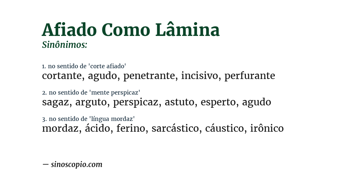 Sinônimo de afiado como lâmina