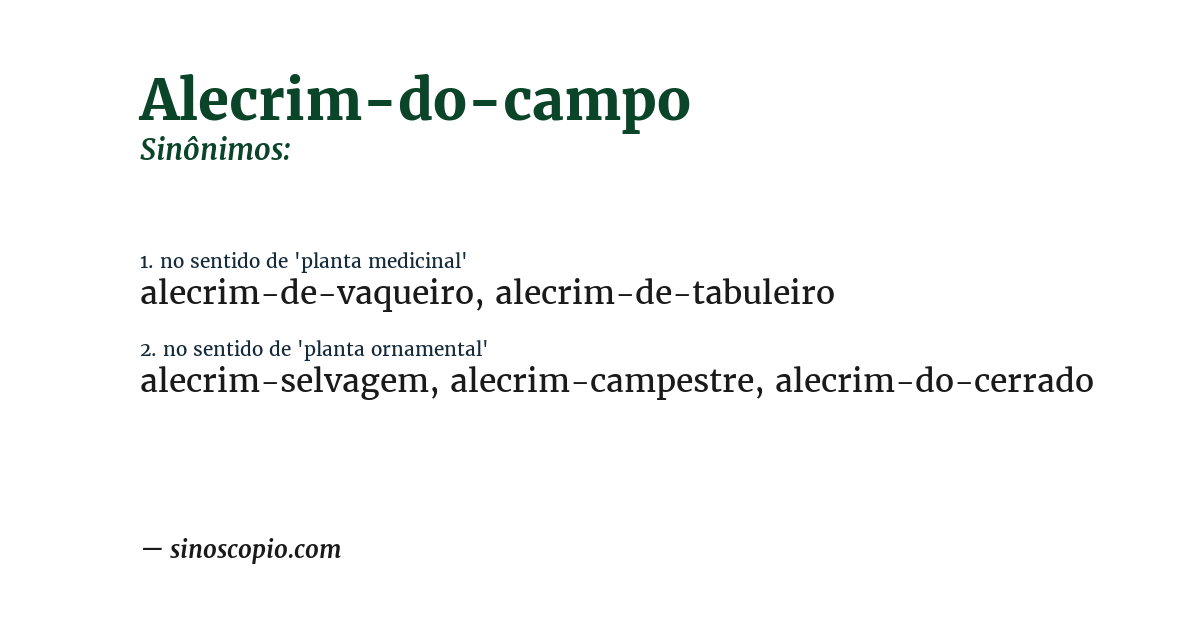 Sinônimo de alecrim-do-campo