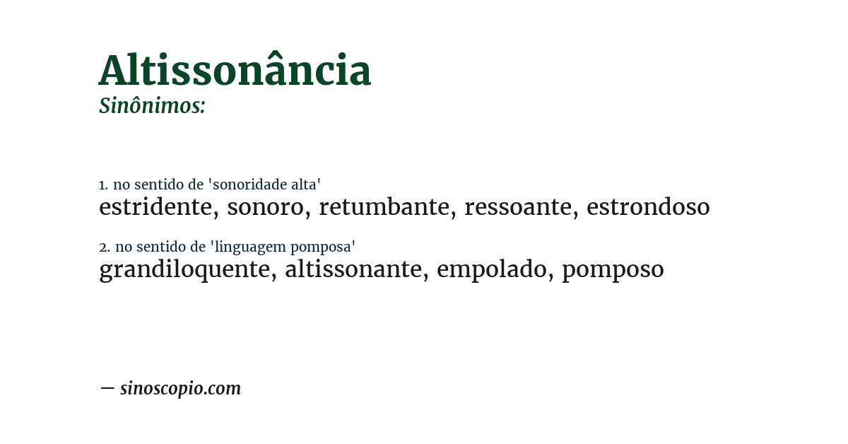 Sinônimo de altissonância