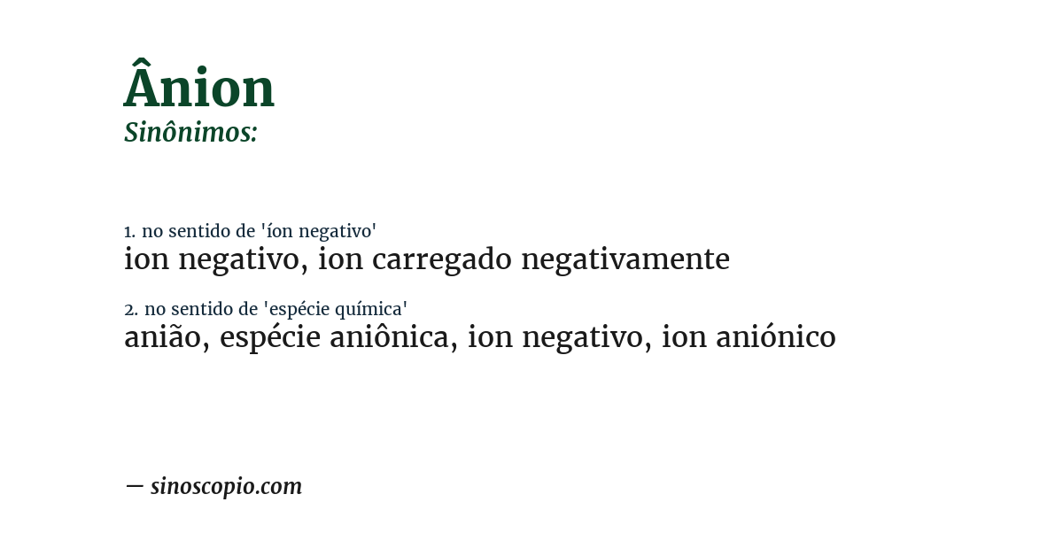 Sinônimo de ânion