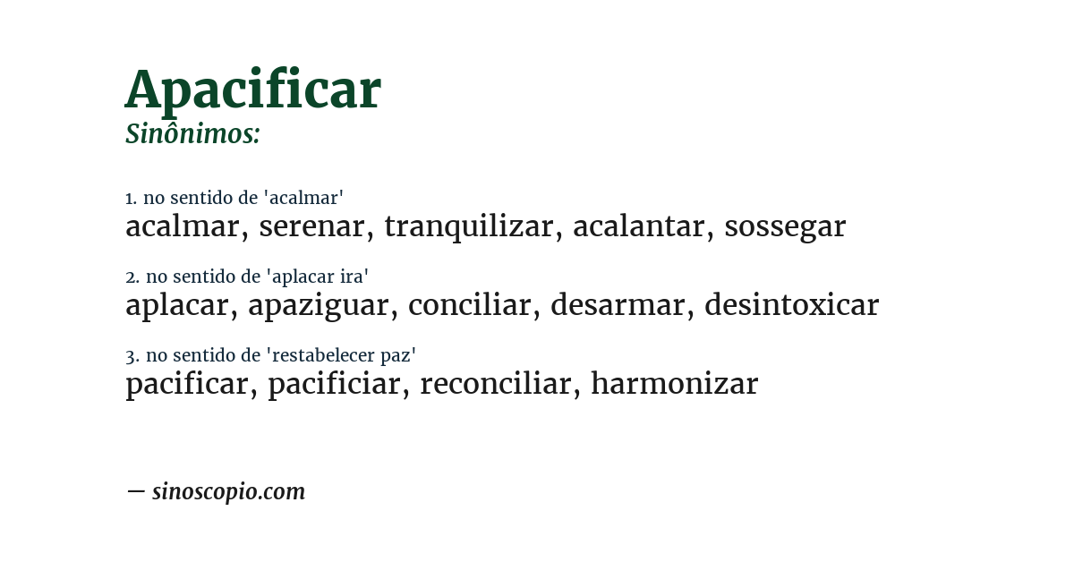 Sinônimo de apacificar