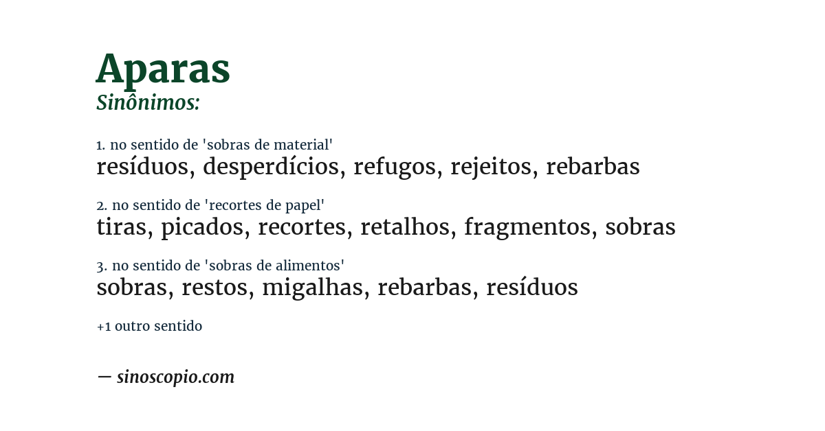 Sinônimo de aparas