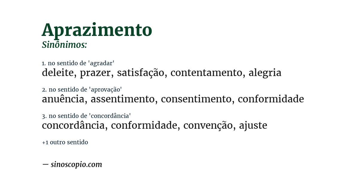 Sinônimo de aprazimento
