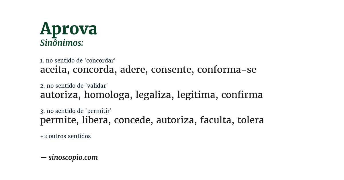 Sinônimo de aprova