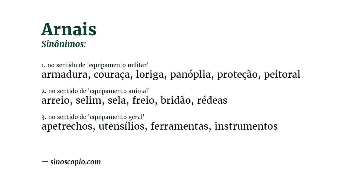 Sinônimo de arnais