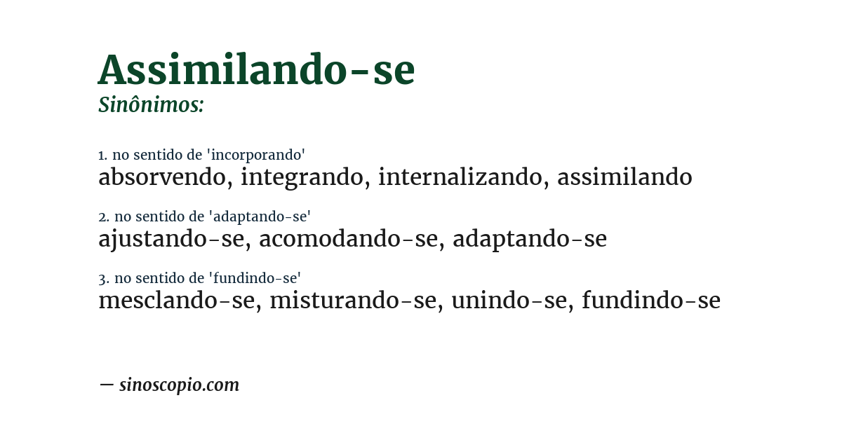 Sinônimo de assimilando-se