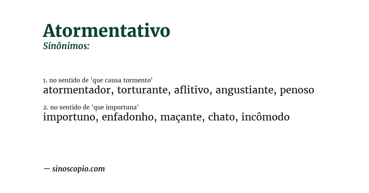 Sinônimo de atormentativo