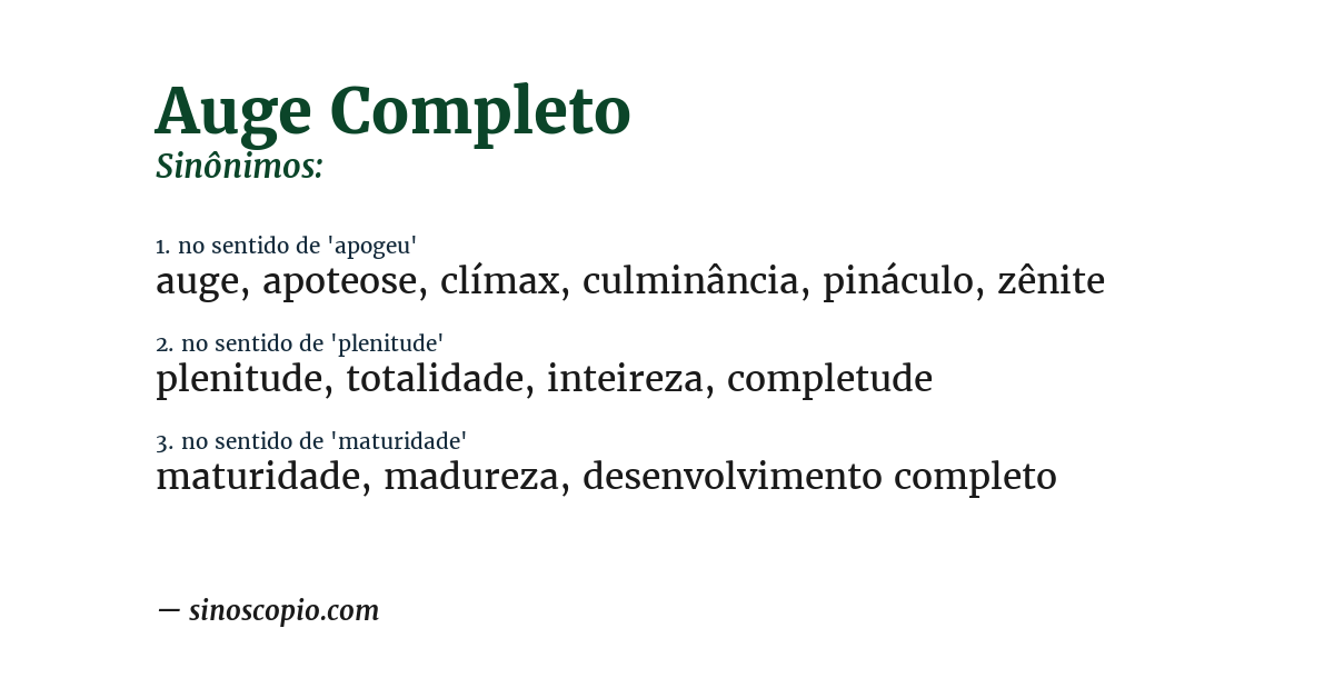 Sinônimo de auge completo