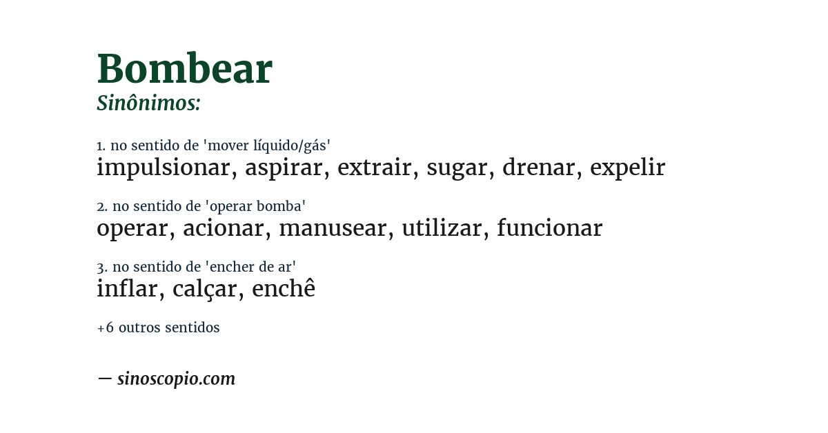 Sinônimo de bombear