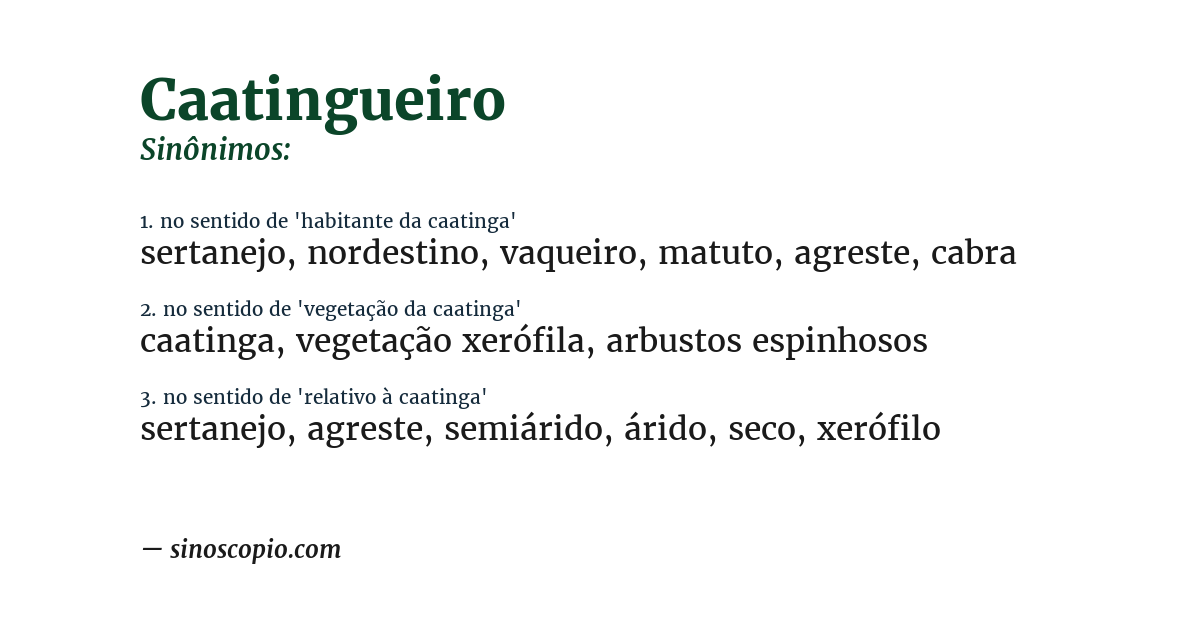 Sinônimo de caatingueiro