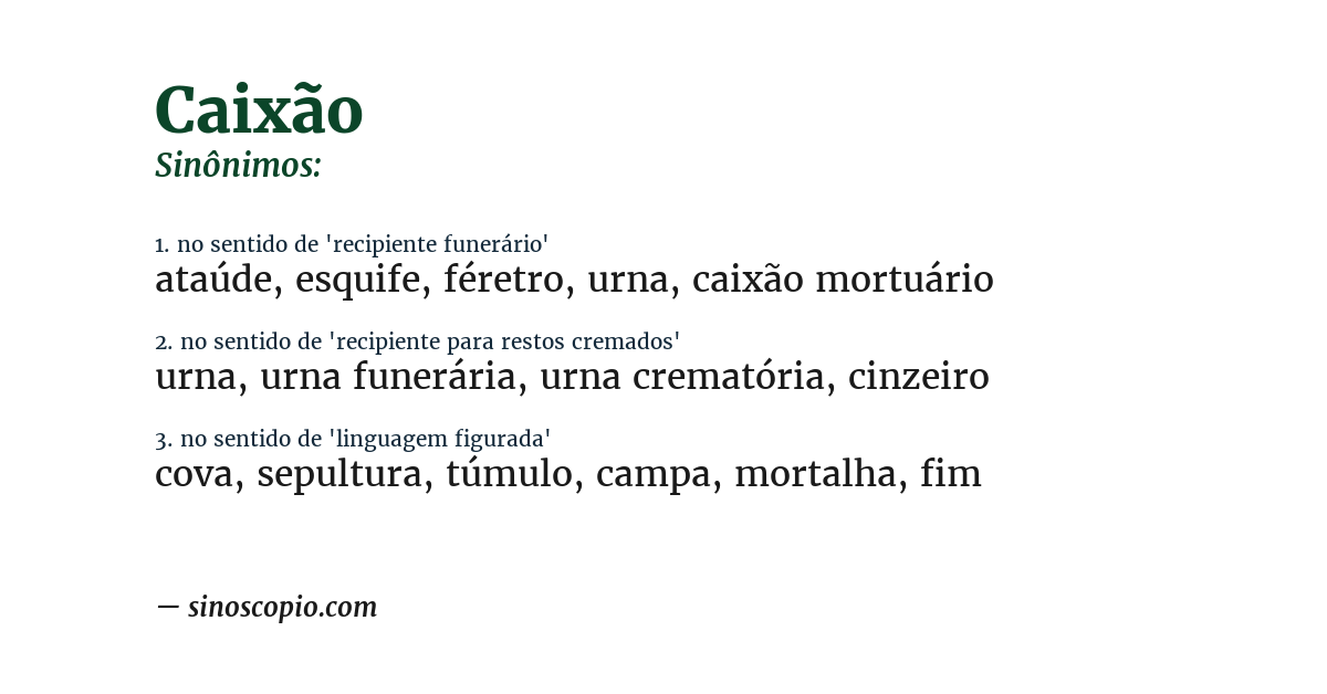 Sinônimo de caixão