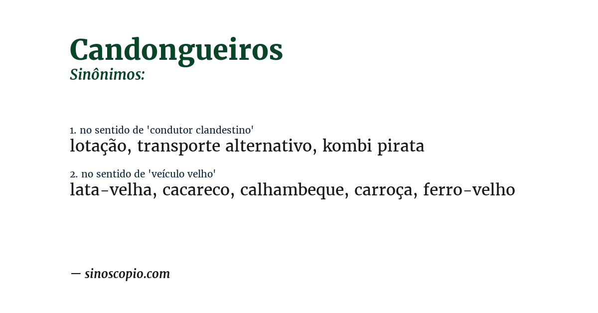 Sinônimo de candongueiros