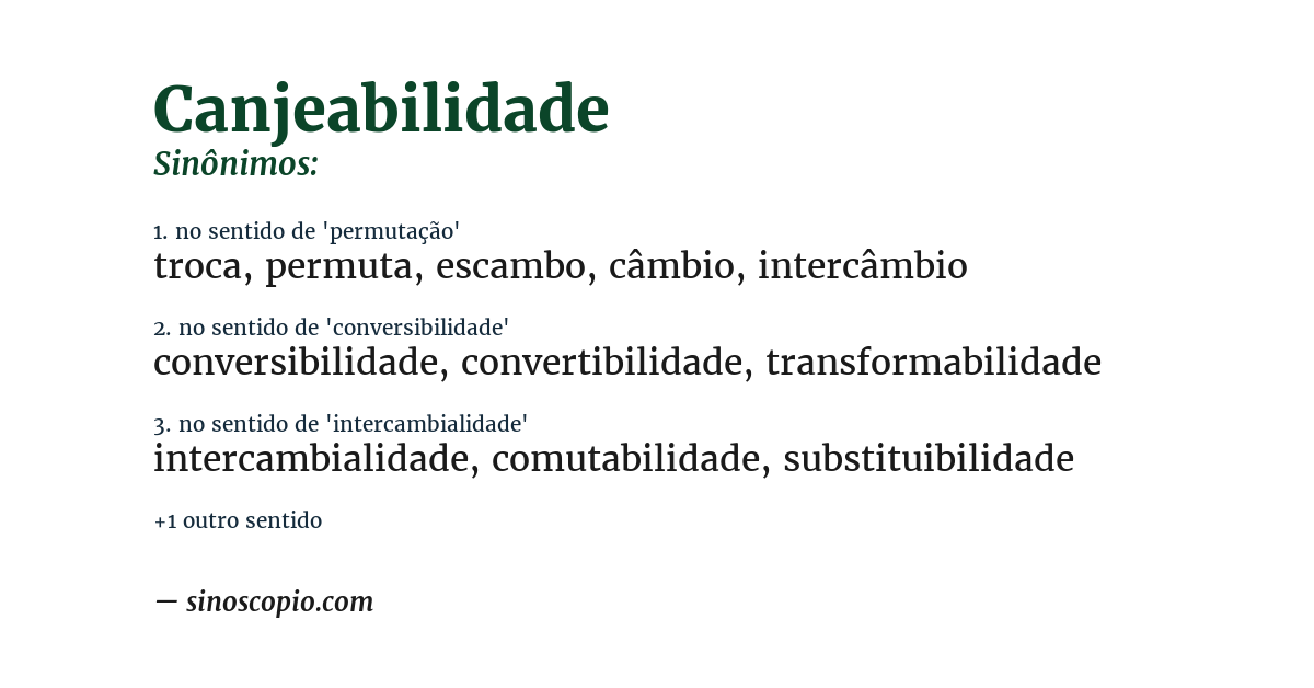 Sinônimo de canjeabilidade