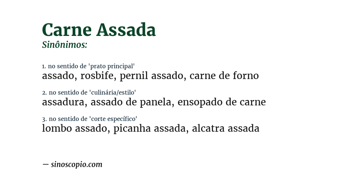 Sinônimo de carne assada