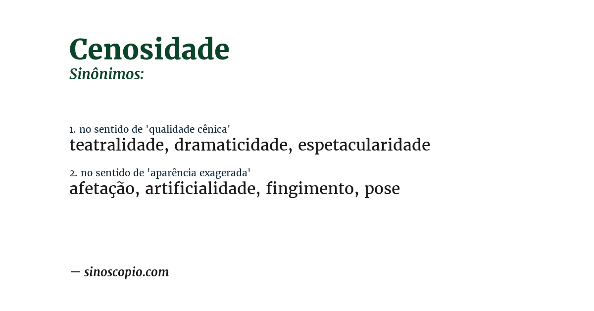 Sinônimo de cenosidade