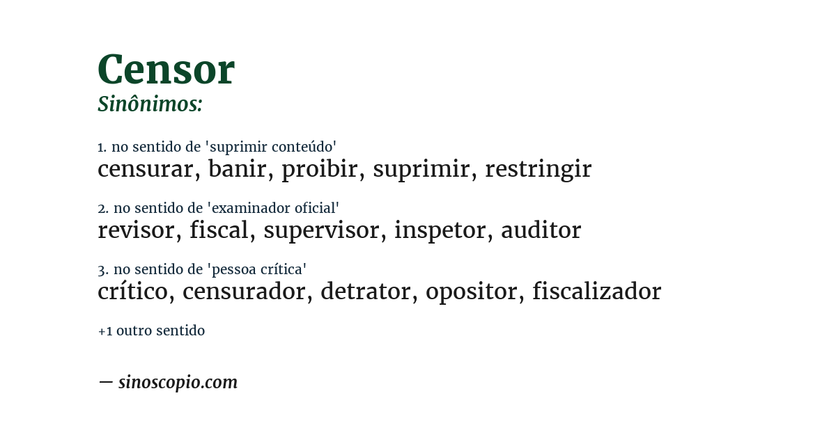 Sinônimo de censor