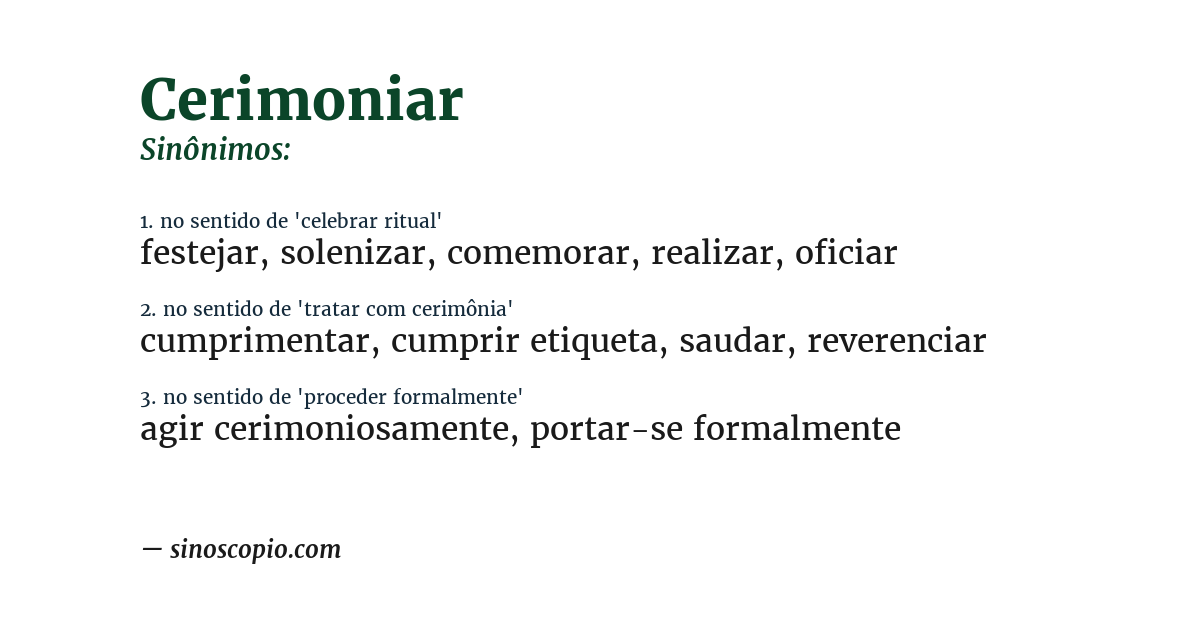Sinônimo de cerimoniar