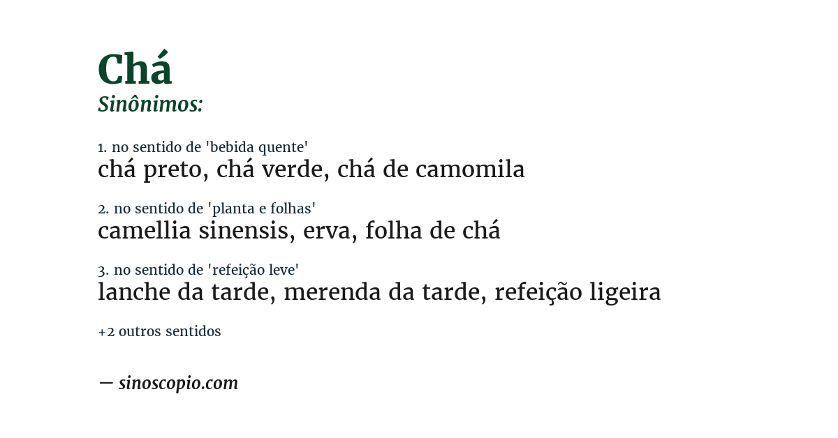 Sinônimo de chá